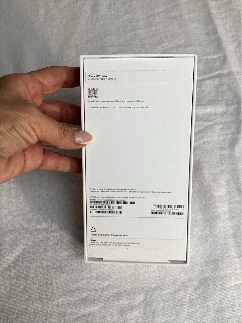 Apple iPhone 17 Pro Max Original Box - New With Tags, Box only